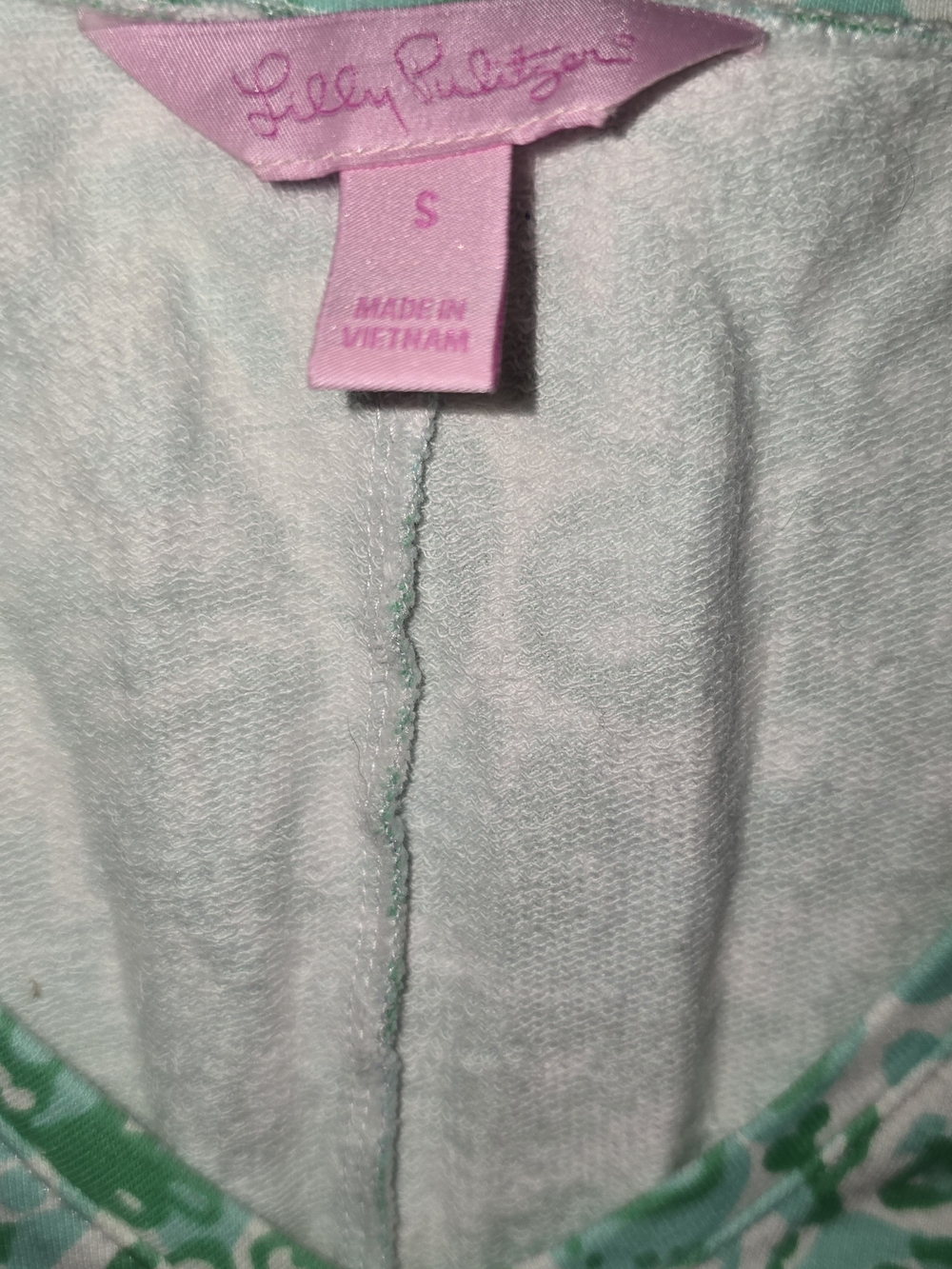 Lilly Pulitzer Hollee V-Neck Dress Green White Toucan Jungle French Terry Small - Picture 2 of 5